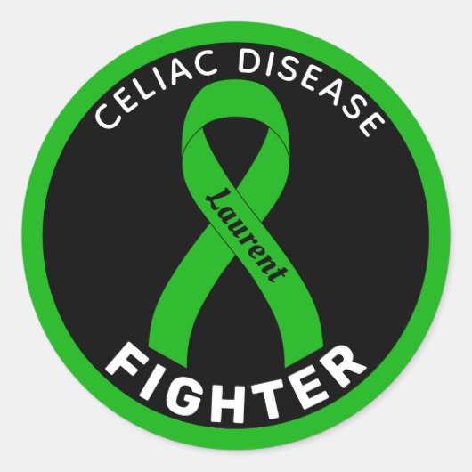 Celiac Disease Fighter Ribbon Black Round Sticker (Vorderseite)