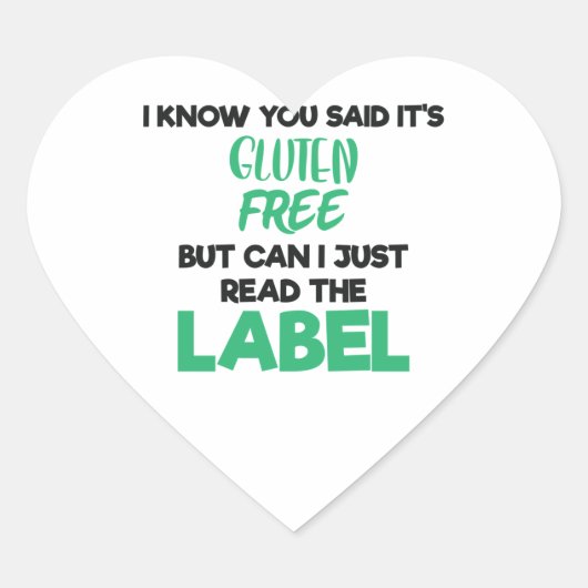 Celiac Disease Gluten Free Lesen Sie das Etikett G Herz-Aufkleber (Vorderseite)