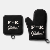 Celiac Joke, Hass Gluten Funny Ofenhandschuh & Topflappen-Set (Vorderseite)