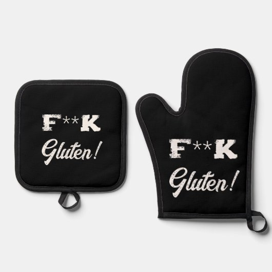 Celiac Joke, Hass Gluten Funny Ofenhandschuh & Topflappen-Set (Vorderseite)