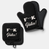Celiac Joke, Hass Gluten Funny Ofenhandschuh & Topflappen-Set (Vorderseite/Rückseite)