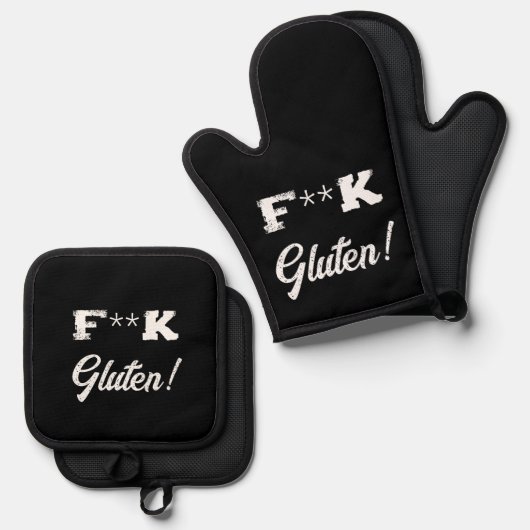 Celiac Joke, Hass Gluten Funny Ofenhandschuh & Topflappen-Set (Vorderseite/Rückseite)