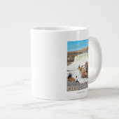 Celilo Falls Angeln Vintage Reiseplan Jumbo-Tasse (Vorderseite Rechts)