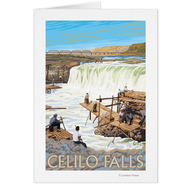 Celilo Falls Fishing Vintage Travel Poster (Vorne)