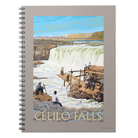 Celilo Falls Fishing Vintage Travel Poster Notizblock (Vorderseite)