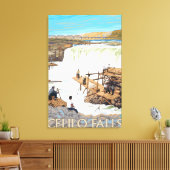 Celilo Falls Fishing Vintage Travelposter Leinwanddruck (Insitu (Wohnzimmer))