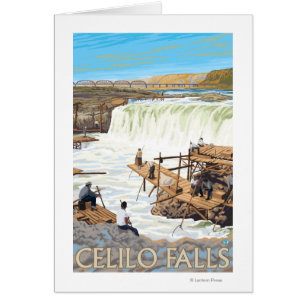 Celilo fällt, Vintages Reise-Plakat fischend