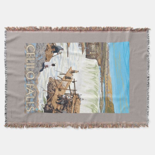 Celilo fällt, Vintages Reise-Plakat fischend Decke (Vorderseite)