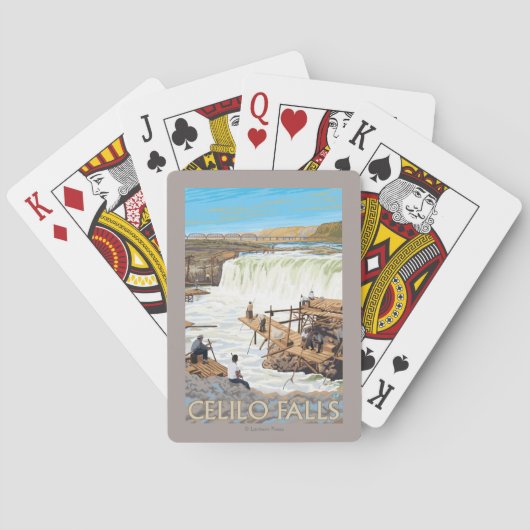 Celilo fällt, Vintages Reise-Plakat fischend Spielkarten (Rückseite)