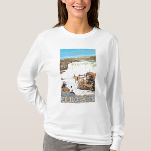 Celilo fällt, Vintages Reise-Plakat fischend T-Shirt