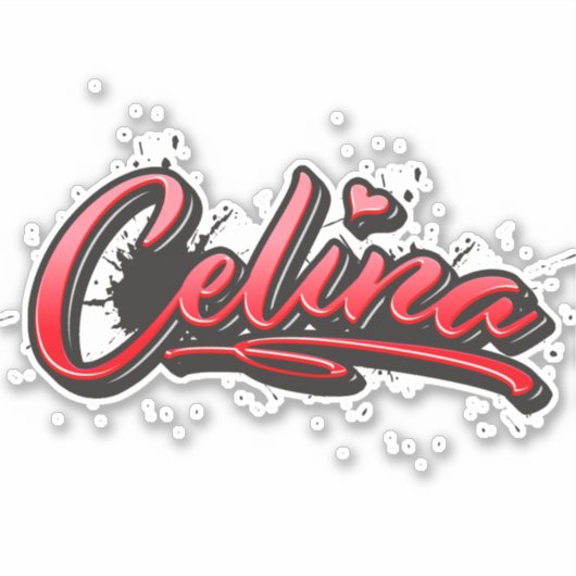 Celina red Heart Graffiti Aufkleber Sticker (Vorderseite)