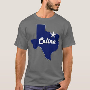 Celina Texas Lone Staat Map TX City Navy Blue T-Shirt