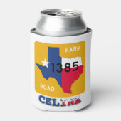 Celina, TX, FM1385 Rd & Texas Longhorn Can Cooler Dosenkühler (Kanne Vorderseite)