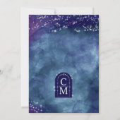 Celine ・ Celestial Night Sky Arched Foto Wedding Einladung (Rückseite)