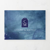 Celine: Elegant Celestial Sky Arched Custom Foto Dreifach Gefaltete Einladung (Cover)