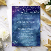 Celine: Elegant Celestial Starry Night Wedding Einladung