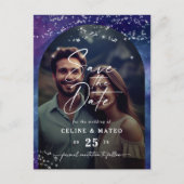 Celine ・ Elegant Starry Sky Foto Save the Date Ankündigungspostkarte (Vorderseite)