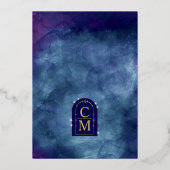 Celine ・ Elegante Night Sky Arch Wedding Real Gold Folieneinladung (Rückseite)