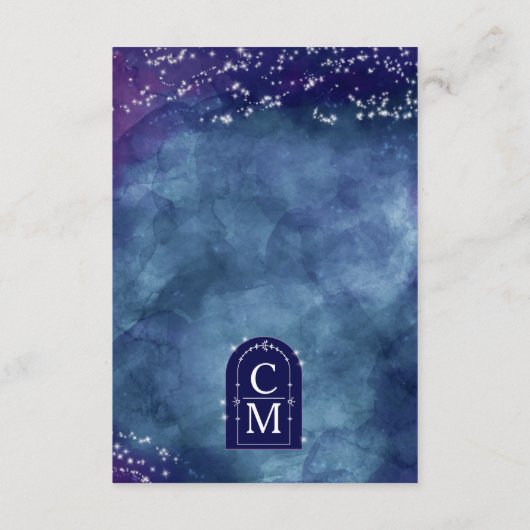 Celine: Eleganter Celestial Starry Night Empfang Begleitkarte (Rückseite)