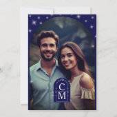 Celine ・ Elegantes Night Sky Arched Wedding Foto Einladung (Rückseite)