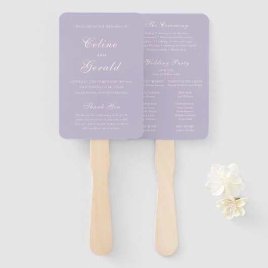 Celine Lilac Elegant Wedding Program Fächer (Vorne und Hinten)