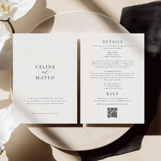 CELINE Minimalist Wedding Invite RSVP + Details Einladung