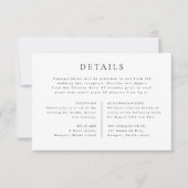 CELINE Minimalistische Hochzeitsdetails Beilagekar Einladung (Vorderseite)