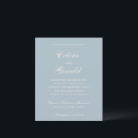 Celine Mute Blue Elegant Einladung zur Hochzeit<br><div class="desc">Klassische Hochzeitseinladungen mit einem schlichten und zeitlosen Design mit elegantem Drehbuch und klassischen Serif-Schriftart.</div>