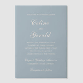 Celine Mute Blue Elegant Wedding Pergament Einladungen