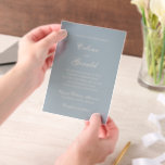 Celine Mute Blue Elegant Wedding Pergament Einladungen<br><div class="desc">Klassische Hochzeitseinladungen mit einem schlichten und zeitlosen Design mit elegantem Drehbuch und klassischen Serif-Schriftart.</div>