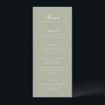 Celine Mute Green Elegant Wedding Menükarte<br><div class="desc">Klassische Hochzeitsmenüs mit einem schlichten und zeitlosen Design mit eleganten Drehbüchern und klassischen Serifenreihen Schriftart.</div>
