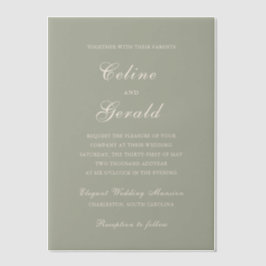 Celine Mute Green Elegant Wedding Pergament Einladungen