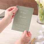 Celine Mute Green Elegant Wedding Pergament Einladungen<br><div class="desc">Klassische Hochzeitseinladungen mit einem schlichten und zeitlosen Design mit elegantem Drehbuch und klassischen Serif-Schriftart.</div>