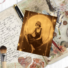 Celine Paper Moon Girl, Vintages Foto Jazz Age Postkarte