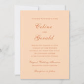 Celine Peach Elegant Wedding Einladung (Vorderseite)