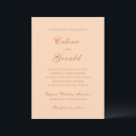 Celine Peach Elegant Wedding Einladung<br><div class="desc">Klassische Hochzeitseinladungen mit einem schlichten und zeitlosen Design mit elegantem Drehbuch und klassischen Serif-Schriftart.</div>