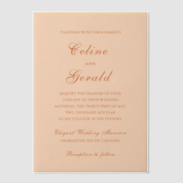 Celine Peach Elegant Wedding Pergament Einladungen