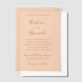 Celine Peach Elegant Wedding Pergament Einladungen (Versetzt)