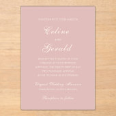 Celine Pink Elegant Wedding Acryleinladungen (Vorderseite)