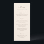 Celine Sandy Neutrals Elegant Wedding Menükarte<br><div class="desc">Klassische Hochzeitsmenüs mit einem schlichten und zeitlosen Design mit eleganten Drehbüchern und klassischen Serifenreihen Schriftart.</div>