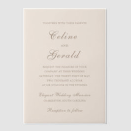 Celine Sandy Neutrals Elegant Wedding Pergament Einladungen