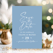 Celine: Simple Solid Stellar Sky Blue Wedding Save The Date