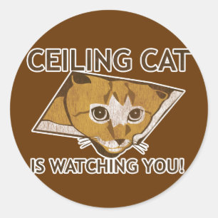 Celing Katze passt Sie auf! Runder Aufkleber