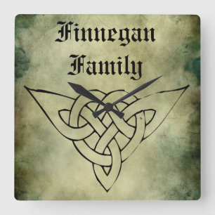 celitc irische Symbol-Familiennameuhr Quadratische Wanduhr