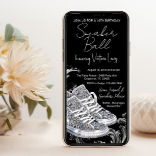 Cell Phone Diamant Sneaker Ball Geburtstagsfeier Einladung