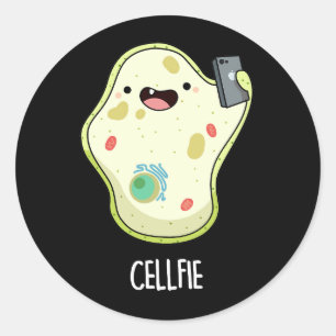 Cellfie Funny Biology Selfie Pun Dark BG Runder Aufkleber