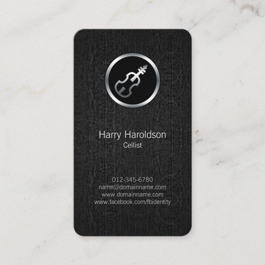 Cellist Cello Icon Black Grunge Business Card Visitenkarte (Vorderseite)