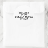 Cellist Deadly Ninja by Night Runder Aufkleber (Tasche)