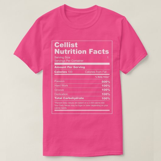 Cellist Nutrition Facts  T-Shirt (Design vorne)