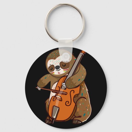 Cellist Sloth Cello Player Orchestra Musik Tier Schlüsselanhänger (Vorderseite)
